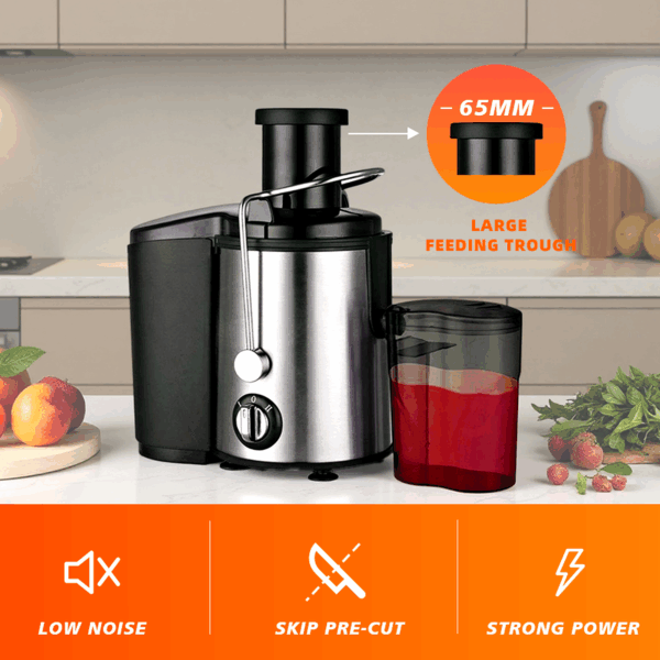 Electric Juicer Machine, 600W Power, 800mL Capacity, Stainless Steel Blades, Low Noise, Multi-Function Fruit and Vegetable Juicer for Household and Commercial Use, 11.3x7.8x13.5 in - Image 2